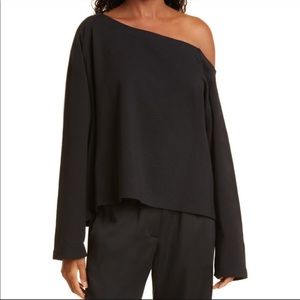 NWOT Norma Kamali drop shoulder sweatshirt sweater boatneck off shoulder 2/xs